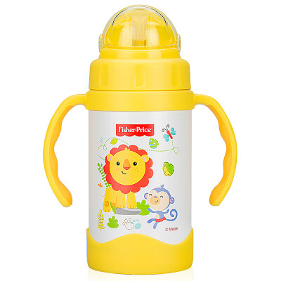 

Fisher-Price cups cigarettes cigarettes cups men and women baby double handle stainless steel cups 300ML yellow