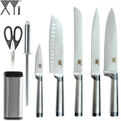 

XYj Brand Good Quality Kitchen Stainless Steel Knives 8 inch Knife Stand Sharpening Rod Scissor Cooking Tools