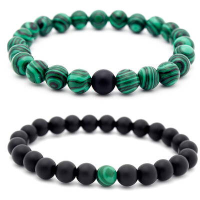 

Jewelry 8mm matte black malachite couples bracelet bracelet