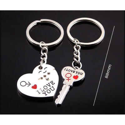 

2pcs Fashion Love Heart Key Ring Keyfob Couples Romantic Keychain Lover Gift