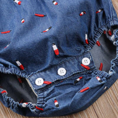 

Newborn Kids Baby Girls Infant Romper Jumpsuit Bodysuit Clothes Denim Outfits