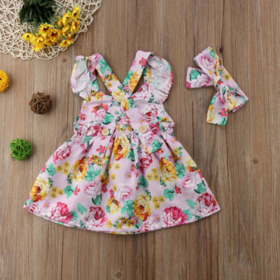 

US Newborn Kids Baby Girl Floral Full Print Dress Party Pageant Sundress Outfits