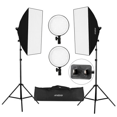 

Andoer Studio Photography Softbox LED Light Kit Including 2028 Inches Softboxes 45W Bi-color Temperature 2700K5500K Dimmable LED