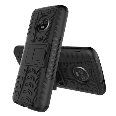 

Fivice Motorola Moto G6 Plus 2018 Case TPU anti-fall tire pattern back clip bracket phone case