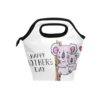 

Insulated Lunch Tote Bag Purple Koala Travel Picnic Lunch Handbags Portable Zipper Lunch Bag Box