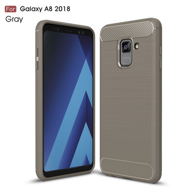 

Fivice Samsung Galaxy A8 2018 case Luxury brushed carbon fiber TPU soft shell