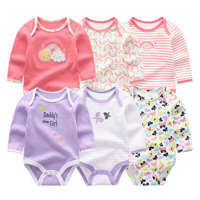

6PCS Long Sleeve Babywear Bodysuits Baby Girls Clothes Rompers One-Pieces Baby Boys Clothes Newborn Girls Clothing Sets Cotton