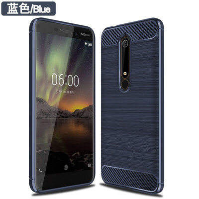 

Fivice Nokia 6 2018 case Brushed carbon fiber silicone anti-fall soft shell phone case