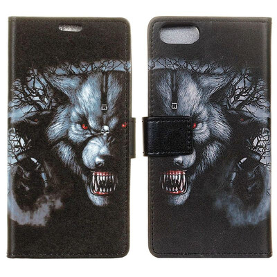 

MOONCASE Wiko Sunny 3 Painted Leather Case - Black Wolf