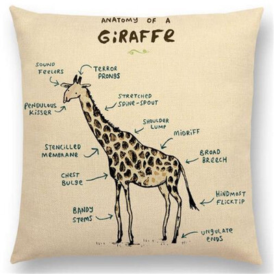 

Funny Animals Anatomy Flamingo Fox Dachshund Giraffe Hedgehog Lion Pug Squirrel Cushion Cover Sofa Throw Pillow Case