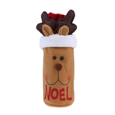

UpperX 1 pcs Cartoon Elk Wine Bottle Cover Bag Christmas Dinner Xmas Table Decor Cute Christmas Gift elk