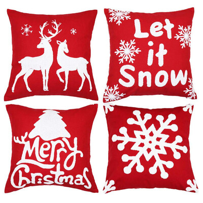 

UpperX Christmas Pillow Covers Set of 4 Embroidery Throw Pillow Cases 18x18 inch for Home Car Decor