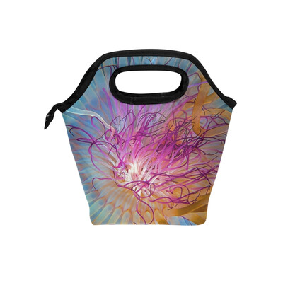 

Lunch Bag Tote Bag Purple Yellow Jellyfish Travel Picnic Organizer Lunch Holder Handbags Lunch Bag Box