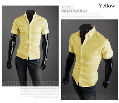 

New 2015 Summer British Shirt Mens Slim Fit Man Short Sleeve Shirts Mens Clothing Slim Casual shirts 17 Coloe 5 Size