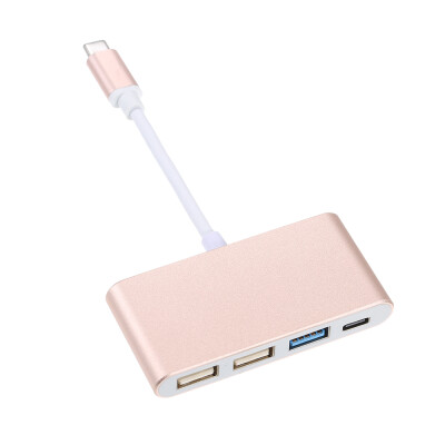 

4 in 1 Type-C to Type-C 3 Hub Charging Port Type-C to USB 30 Adapter Cable USB C to 3 Hub Fast Speed Gold