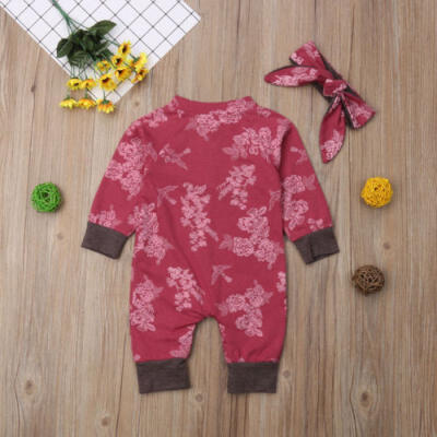 

Newborn Infant Kid Baby Girl Bodysuit Romper Jumpsuit Outfit Clothes Headband