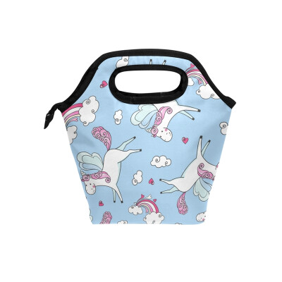 

Lunch Bag Tote Bag White Unicorn Travel Picnic Organizer Lunch Holder Handbags Lunch Bag Box for Office