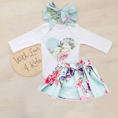 

Newborn Kid Baby Girls Floral Clothes Jumpsuit Romper Bodysuit Skirt Outfits Set