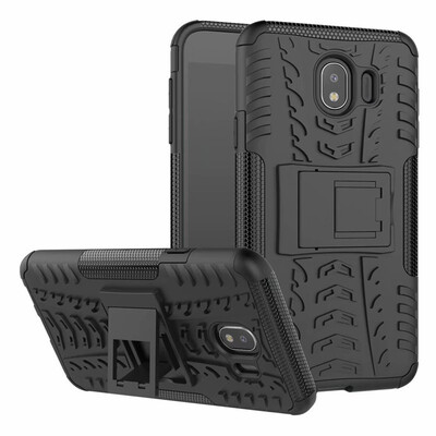 

Fivice Samsung J4 2018 Case TPU anti-fall tire pattern back clip bracket phone case