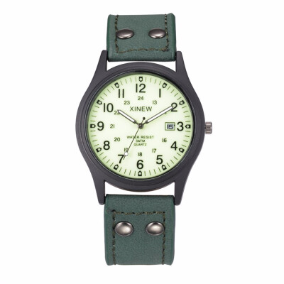 

Fashion Faux Leather Mens Analog Quarts Watches Blue Ray Men Wrist Watch 2018 Mens Watches Top Brand Luxury Casual Watch Clock