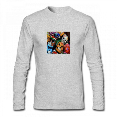 

All Things Mexican Image of Collection of Day of The Dead Skulls Men Long Sleeve T-Shirt