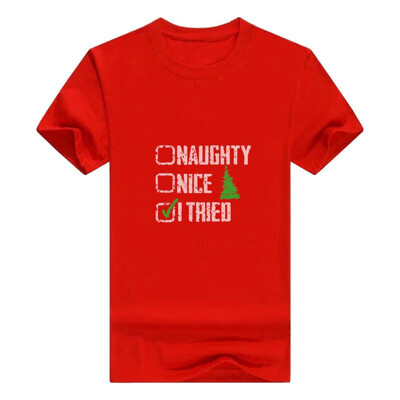 

Christmas Youth Raglan Naughty Nice I Tried Holiday Sleeve Mans T-Shirt
