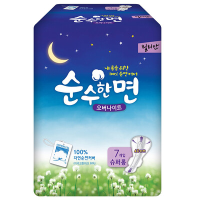 

Green na Lok (kleannara) sanitary napkins Green Lily cotton beauty series 400mm * 7 long night with South Korea original