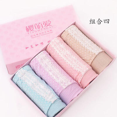 

Girl boxed panties high-grade lace female underwear briefs cute Polka Dot super soft comfortable cuecas gift box kawaii knickers