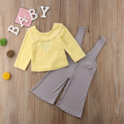 

Toddler Baby Girl Velvet Clothes Long Sleeve Tops Bib Pants Jumpsuit 2Pcs Outfit