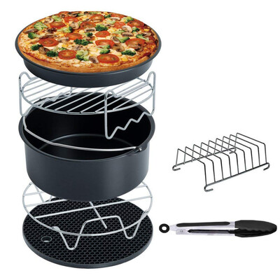 

UpperX Air Fryer Accessories Deep Fryer Universal Cake Barrel Pizza PanMat Skewer Rack holder Fit all 53Qt - 58QtXL