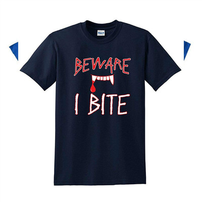 

Beware I Bite Halloween Costume Funny Adult Novelty Adult Halloween T-Shirt
