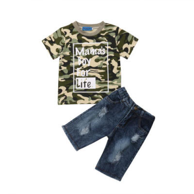 

AU Newborn Toddler Kid Baby Boy Clothes T Shirt Tee Tops Denim Pants Outfits Set