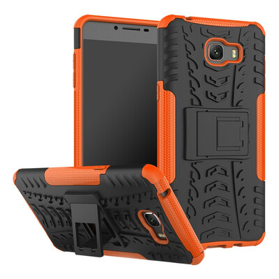 

Fivice Samsung C9 Pro Case TPU anti-fall tire pattern back clip bracket phone case