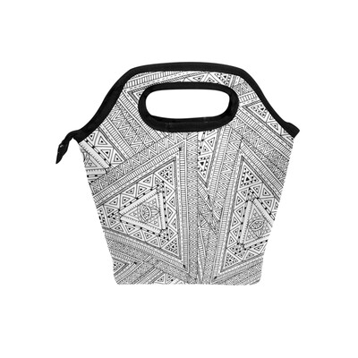 

Insulated Lunch Tote Bag Black Triangle Travel Picnic Lunch Handbags Portable Zipper Lunch Bag Box