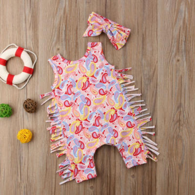 

AU Boho Kids Baby Boy Girl Infant Print Romper Fringe Jumpsuit Bodysuit Clothes