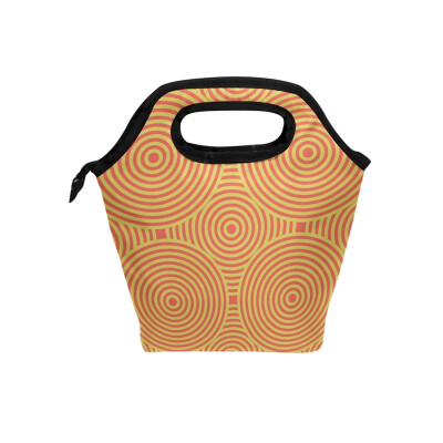 

Insulated Lunch Tote Bag Orange Spiral Travel Picnic Lunch Handbags Portable Zipper Lunch Bag Box