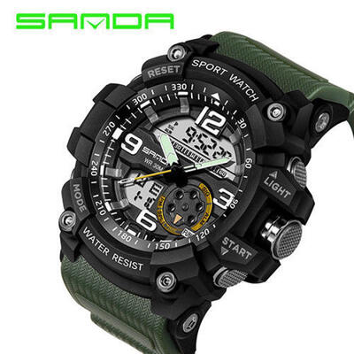 

SANDA Men Military Watch Fashion Men Sport Dual Display Waterproof Smart Watch