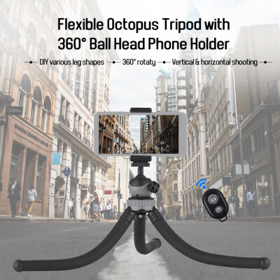 

Flexible Octopus Tripod with 360° Ball Head Phone Holder Phone Remote Controller for GoPro Heor 65433 Yi Action Camera for Ca