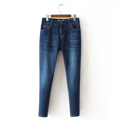 

Winter high spring gold pile thickened wash jean small feet pants 200 jin slender body show large size female pants