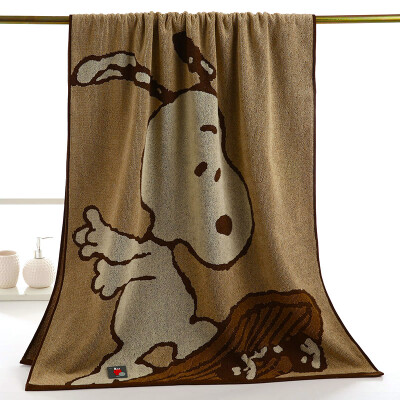 

Gold bath towel cotton Snoopy cartoon increase bath towel soft absorbent brown 180 * 78cm