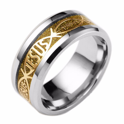 

NeillieN hot supply religious wind Christian Jesus JESUS letters titanium steel ring hand jewelry wholesale