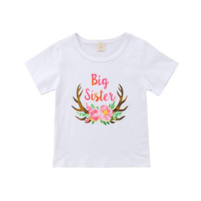 

UK Family Matching Clothes Big Sister T-shirt Little Sister Romper Outfits Girls