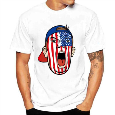 

2018 World Cup Men Plus Size Flag Print Tees Cotton T Shirt Blouse Tops