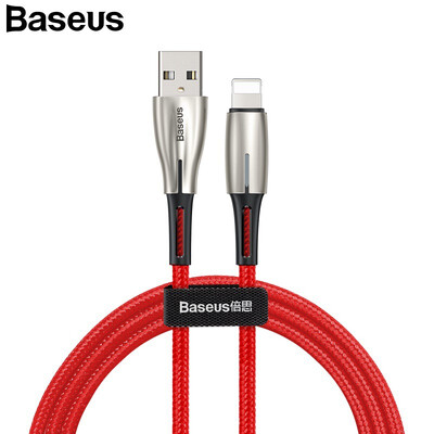 

Baseus USB Cable 24A QI charging&data transfer for iphone XS XR 8 7 Water light Led Smart Charging USB data Cable for iphone