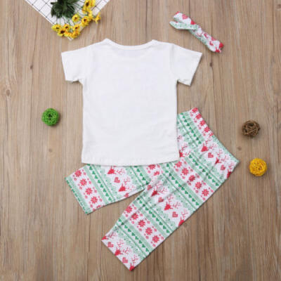 

US Infant Baby Girl Little Big Sister Matching Xmas Set Tops Romper Pants Outfit