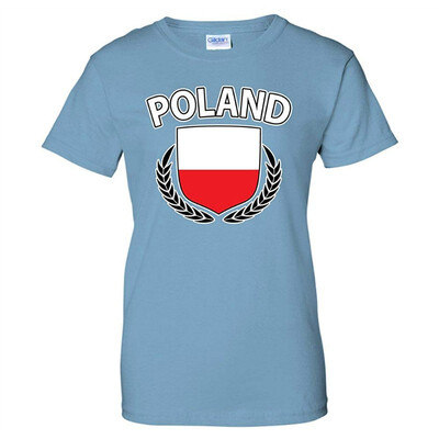 

Poland Flag Crest Olive Wreath Laurel Polish Pride Womens T-Shirt