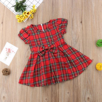 

AU STOCK Kids Newborn Baby Girls Princess Party Dress Plaid Tutu Dresses Clothes
