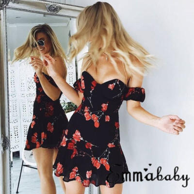 

Women Summer Short Mini Dress Beach Bikini Cover Up Kaftan Swimwear Sundress US