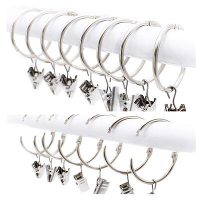 

UpperX 25 Pack Curtain Ring wiht Clips Metal Decorative Drapery Window Curtain Ring Hooks with Strong Clip Rustproof