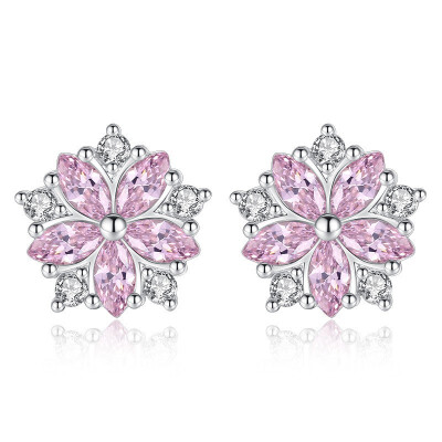 

Cubic Zirconia Flower Stud Earrings For Women Lovers Xmas Gift Fashion Jewelry Luxury Noblest Accessories WHE270